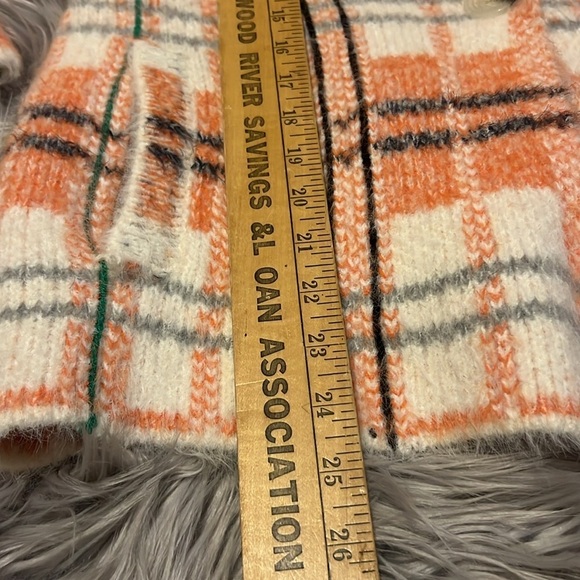 Soft Surroundings  Briony Soft Orange Plaid Sweater Jacket size small - Picture 9 of 9